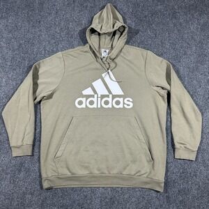 Adidas Mens Size 2XL Essentials Fleece Big Logo‎ Spellout Hoodie Pullover Green